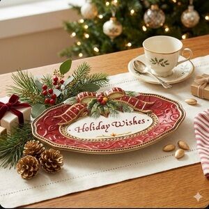 Fitz and Floyd Damask Holiday "Holiday Wishes" Tray